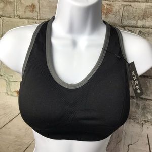 NEW Sports Essentials Sports Bra Black/Gray Sz Lg